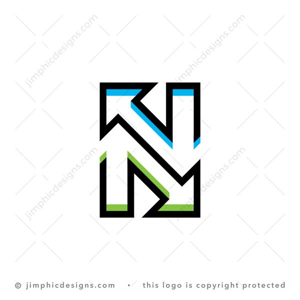 N Arrow Logo logo for sale: Modern and simplistic arrows pointing in the opposite directions create the iconic letter N design.