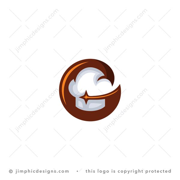 G Chef Logo logo for sale: Modern and smooth letter G creates a white negative space chef hat inside.