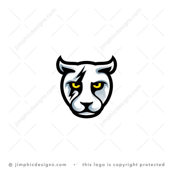 Cheetah Logo logo for sale: Sleek cheetah head design with a big lightning bolt across his eye.