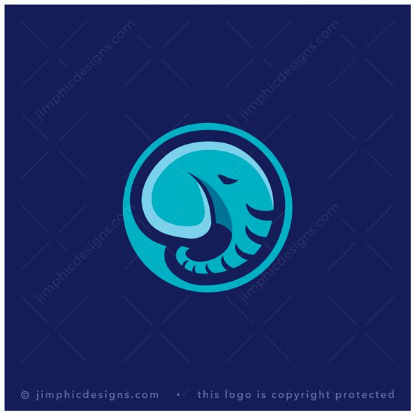 Elephant Logo logo for sale: Modern elephant head design shaped perfectly inside a circle shape.