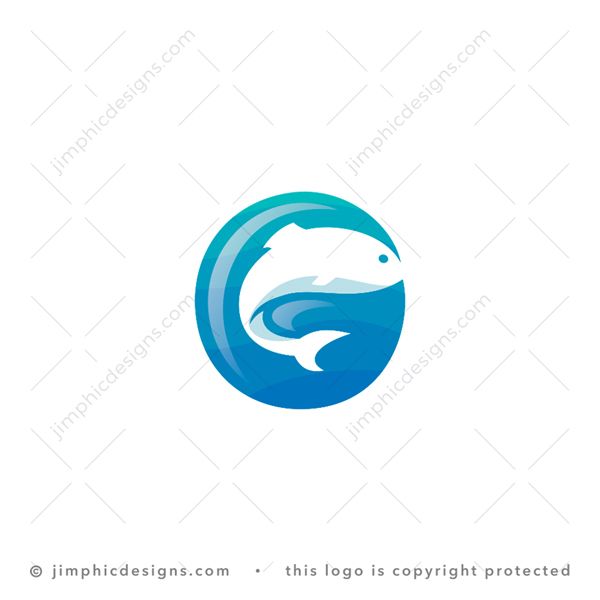 G Fish Logo logo for sale: Modern and smooth letter G design creates a white negative space fish inside.