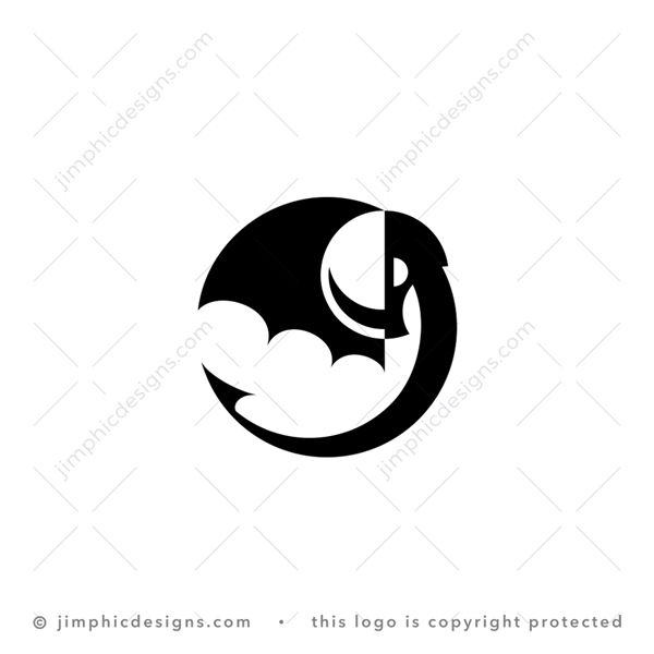 Dragon Logo logo for sale: Modern and very simplistic dragon shaped into a round circle.