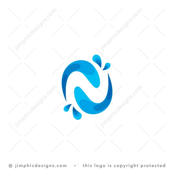 N Logo logo for sale: Modern and sleek letter N design is shape with revolving water.