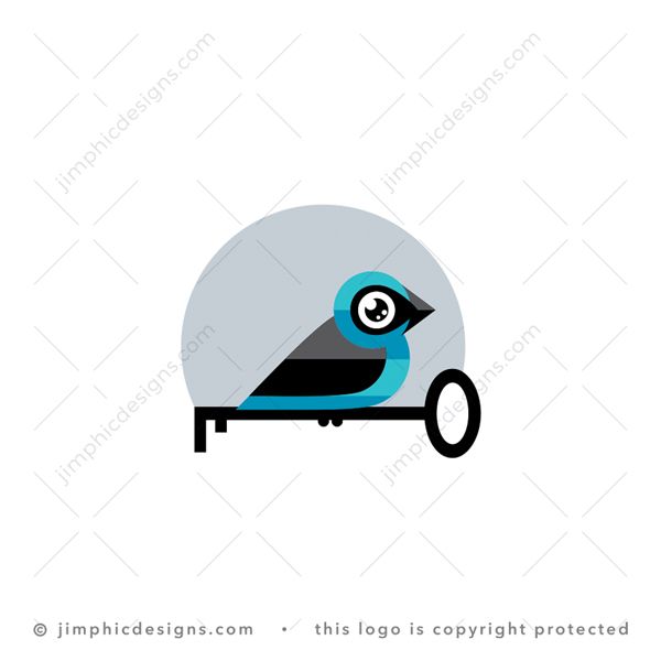 Bird Key Logo logo for sale: Modern and very simplistic bird sitting on an iconic key graphic.