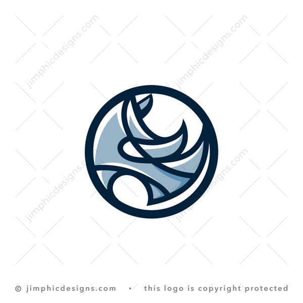 Rhino Logo logo for sale: Modern and sharp rhino head shaped with smooth lines inside a circle.