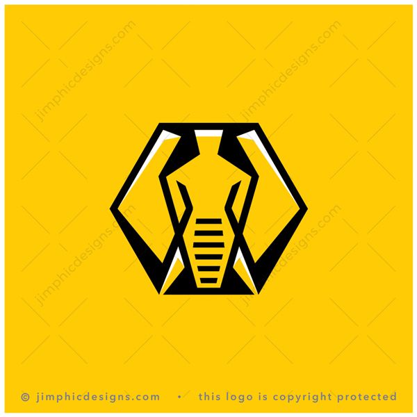 Elephant Logo logo for sale: Strong elephant head shaped into a perfectly angled hexagon shape.