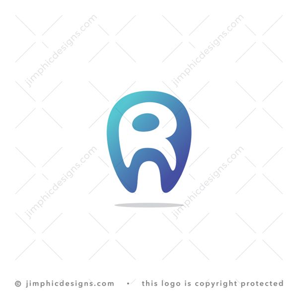 R Tooth Logo logo for sale: Rounding letter R design outline creates an iconic tooth symbol.