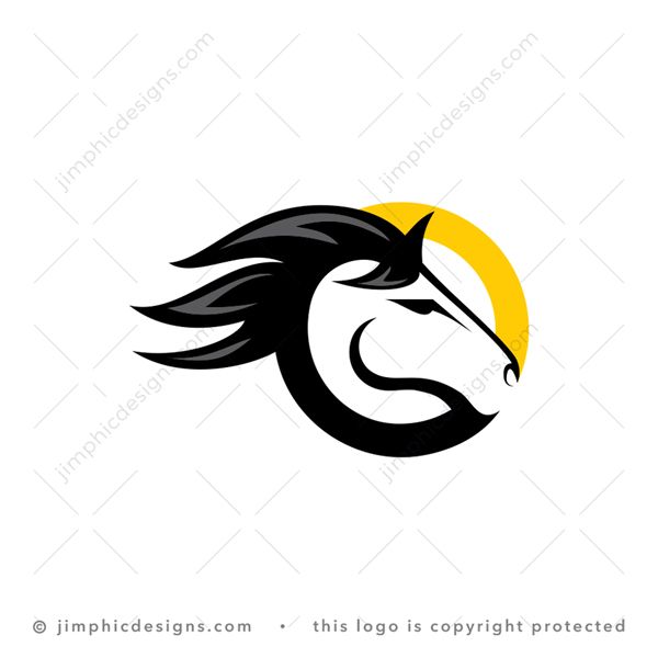 G Horse Logo logo for sale: Big simplistic horse head inside a circle creating a big uppercase letter G shape.