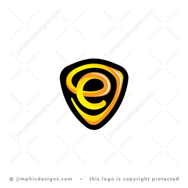 e Logo logo for sale: Modern and smooth lowercase letter E design is featuring inside an abstract shield design.