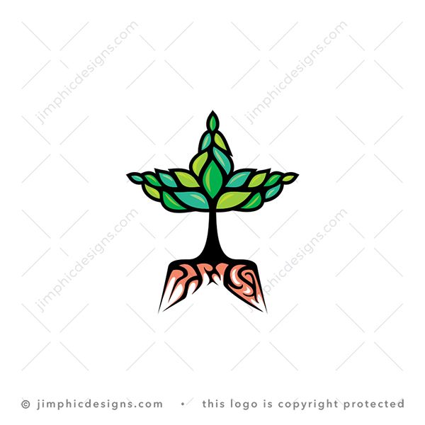 Star Tree Logo logo for sale: Modern tree is created in the shape of an iconic star separated by the tree branch.