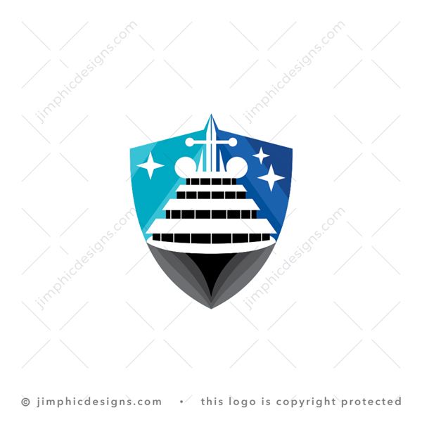 Cruise Ship Logo logo for sale: Modern and smooth cruise ship design to form a super nice shield design.