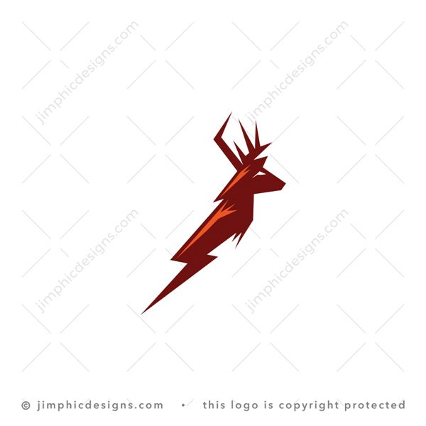 Lightning Deer Logo logo for sale: Lightning bolt with a deer head attached to it.