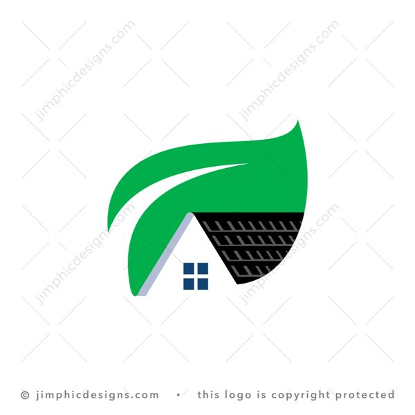 Leaf House Logo logo for sale: Charming and iconic leaf design featuring a simplistic house inside.