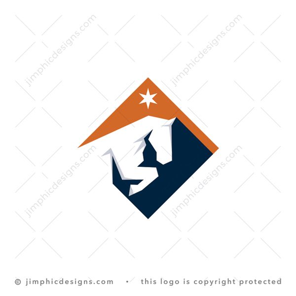 Horse Mountain Logo logo for sale: Big sharp mountain design in the shape of a jumping horse.