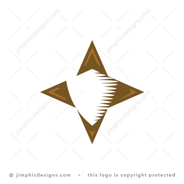 Star Security Logo logo for sale: Iconic big four point star features a big strong shield shape in the center created with white negative space.