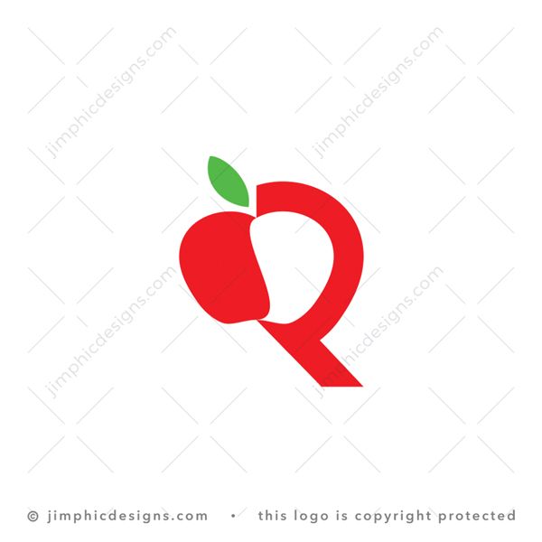 R Apple Logo logo for sale: Simplistic and modern apple fruit shape creates a white negative space for the letter R design.