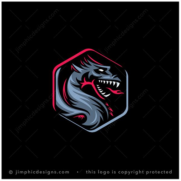 Dragon Logo logo for sale: Modern and fierce looking dragon design in a 3D effect hexagon shape.