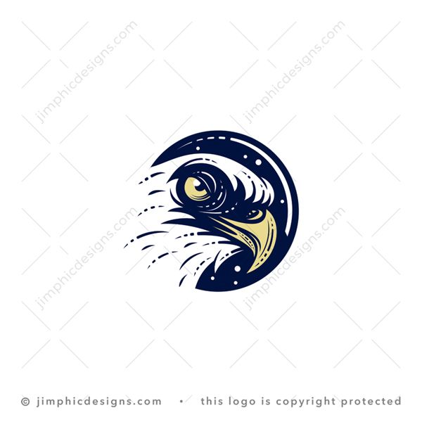 Eagle Logo logo for sale: Modern eagle head design inside a circle with a determined look in his eyes.