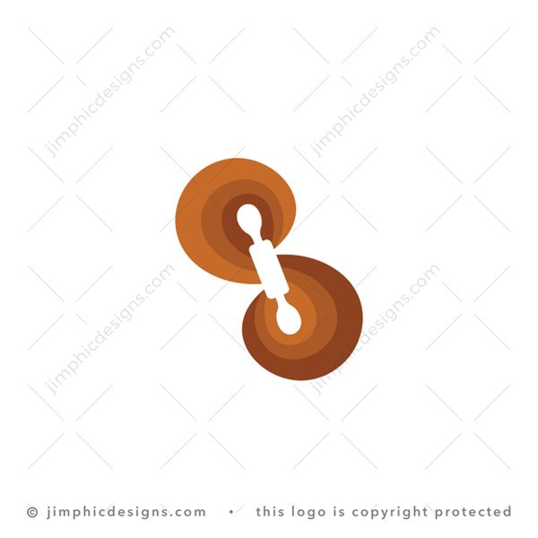 S Roller Logo logo for sale: Modern and abstract letter S design shapes itself around a white baking roller pin.