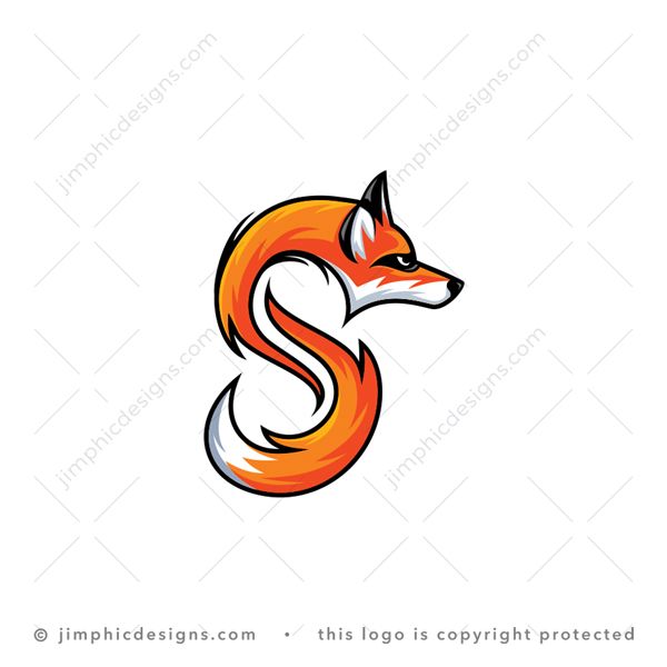 S Fox Logo logo for sale: Smooth italic type letter S design shaped with a fox head and tail.