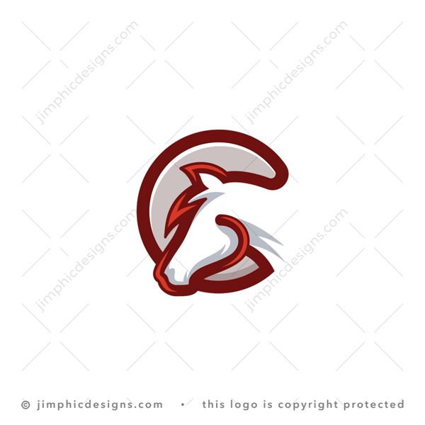 C Horse Logo logo for sale: Modern and simplistic horse head is shaped inside a round circle to form the letter C design.