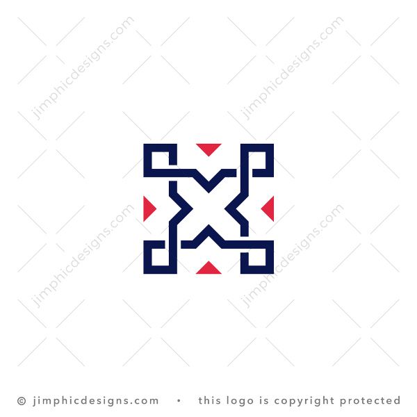 Letter X Logo logo for sale: Very simplistic and clean letter X logo is shaped with twisting lines.