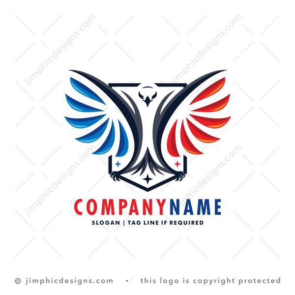 Temp Eagle Logo logo for sale: Abstract eagle bird design with his wings separated into a hot and cold section.