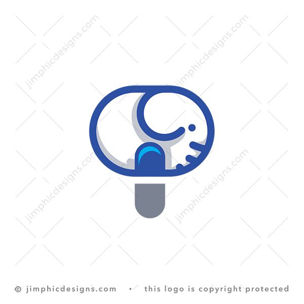 Elephant Pill Logo logo for sale: Modern and round elephant design with a big pill shaped in the middle.