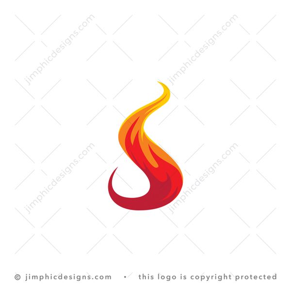 S Logo logo for sale: Smooth letter S design is formed inside a burning flame graphic.