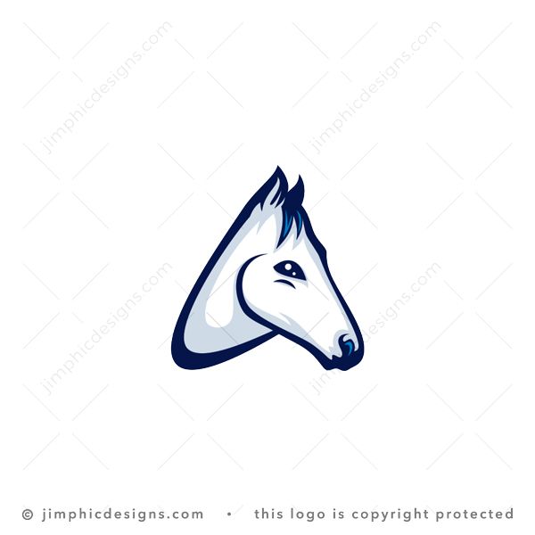 A Horse Logo logo for sale: Modern horse head in the shape of a triangle to create the complete shape of the uppercase letter A.