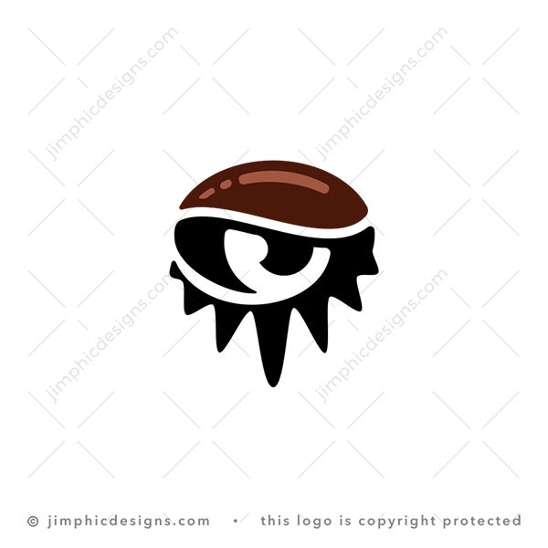 Coffee Vision Logo logo for sale: Smooth coffee bean incorporated into an eye design.