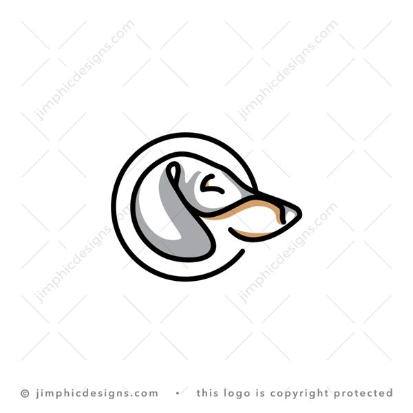 Dog Logo logo for sale: Modern and simplistic dog design shaped with a thick line inside a circle.