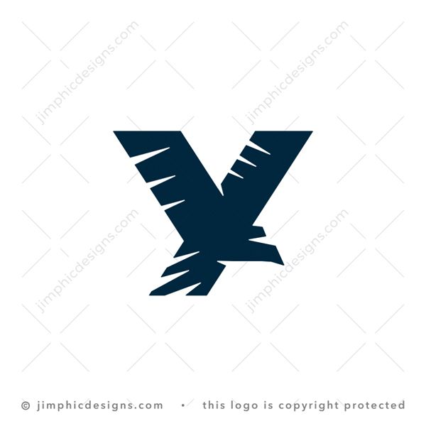 Y Eagle Logo logo for sale: Very simplistic eagle in flying motion shaped in the uppercase letter Y design.