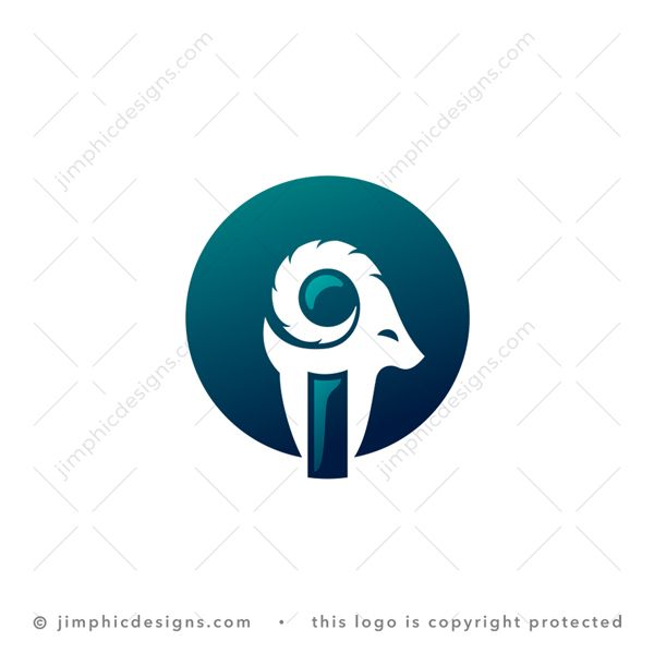 I Ram Logo logo for sale: Modern and very simplistic ram animal shaping the lowercase letter I design.