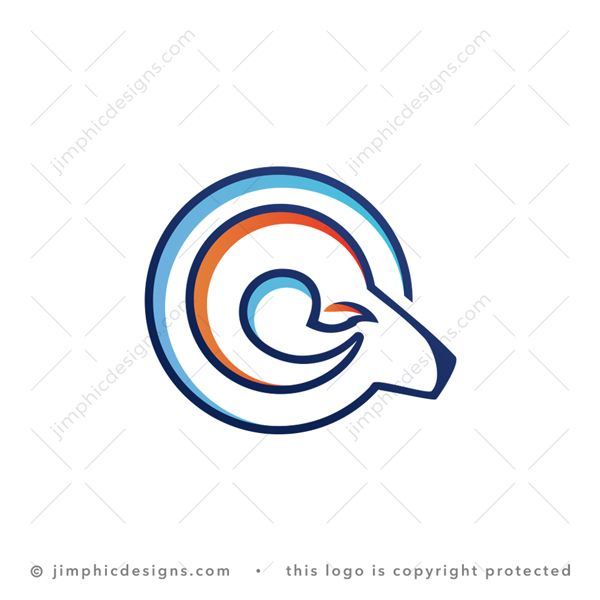 Ram Logo logo for sale: Smooth ram head with horns shaped inside a spiral circle.