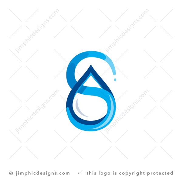 S Logo logo for sale: Smooth letter S design is formed around a water drop graphic.