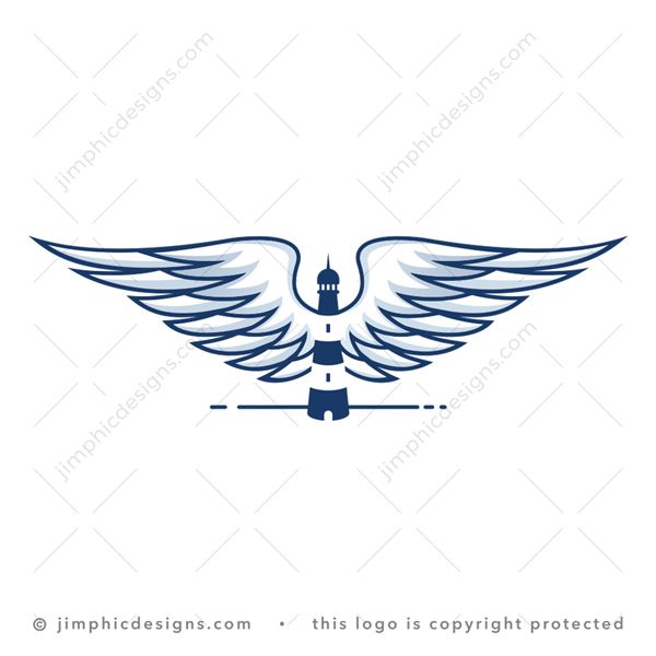 Lighthouse Logo logo for sale: Modern and clean lighthouse design with some big angel like wings attached.