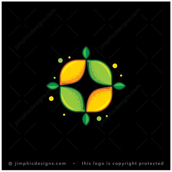 Lemon Star Logo logo for sale: Four perfectly arranged lemons creates a big negative space star in the center.