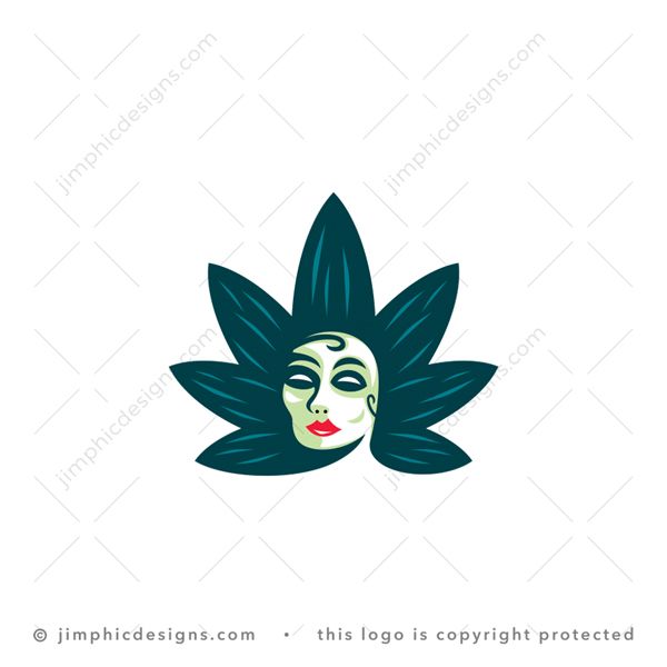 Cbd Lady Logo logo for sale: Modern cannabis leaf design shaping a woman's hairstyle.