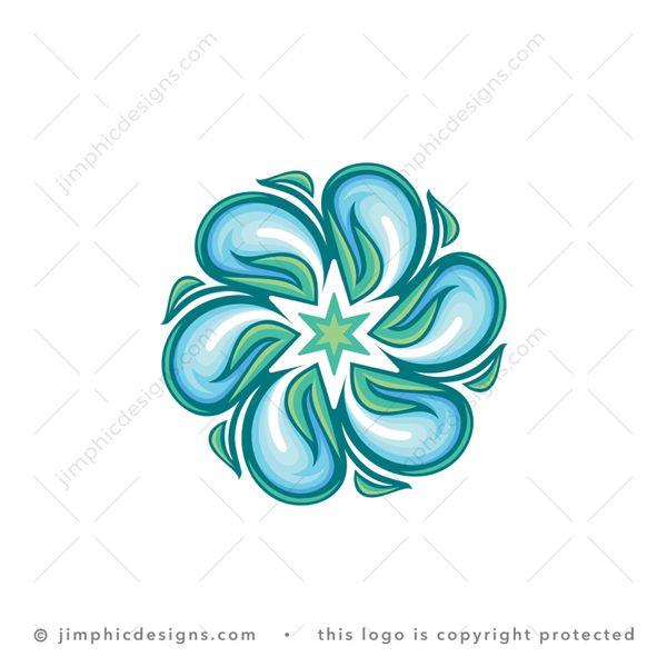 Leaf Star Logo logo for sale: Elegant leaves shaped perfectly around a star creates a water drop inside.