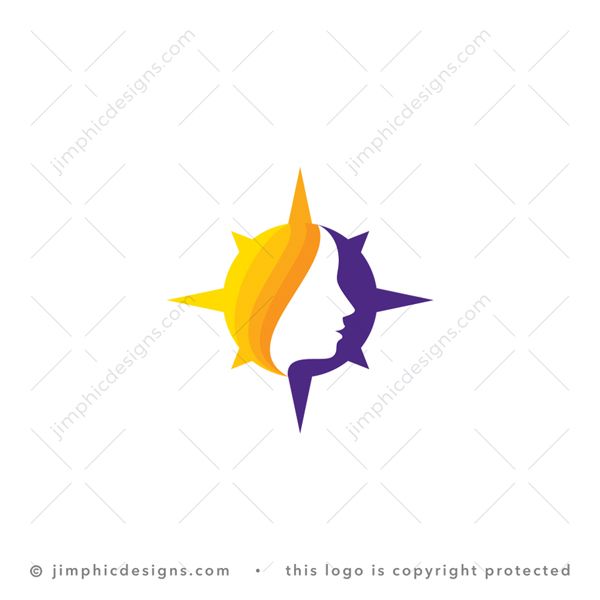 Beauty Direction Logo logo for sale: Modern and iconic compass symbol incorporates a elegant woman face design.