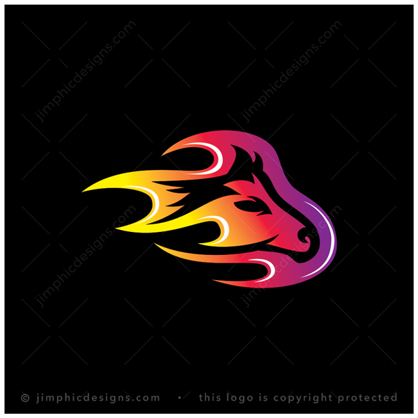 Horse Logo logo for sale: Modern and colorful flame graphic creates a moving horse head inside.