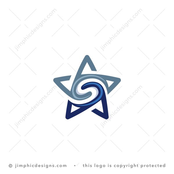 S Star Logo logo for sale: Smooth letter S design is created inside a star shape.