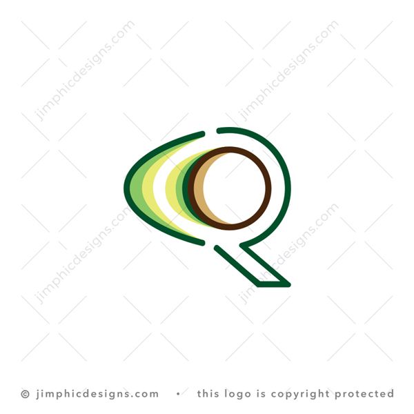 R Avo Logo logo for sale: Modern and simplistic avocado fruit line design creates the uppercase letter R on the right hand side.