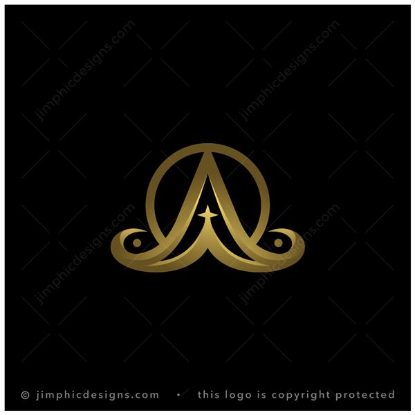 Letter A Logo logo for sale: Modern and elegantly designed uppercase letter A finished off with a golden glance.