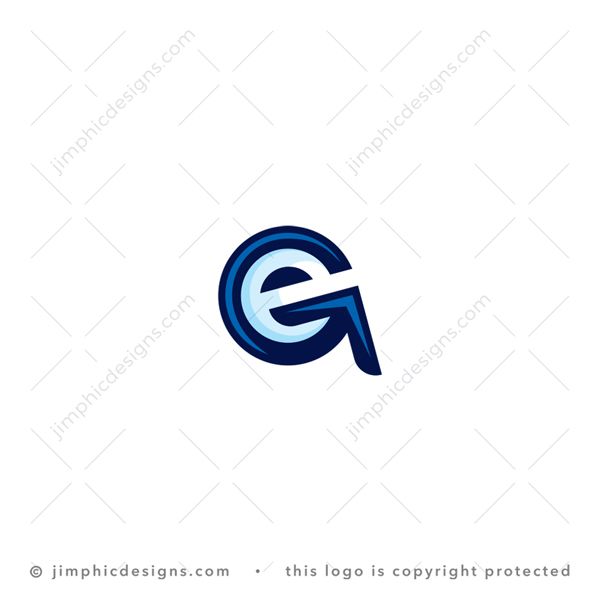 e Arrow Logo logo for sale: Smooth graphic curling in a perfect circle creates a negative space lowercase letter E design.