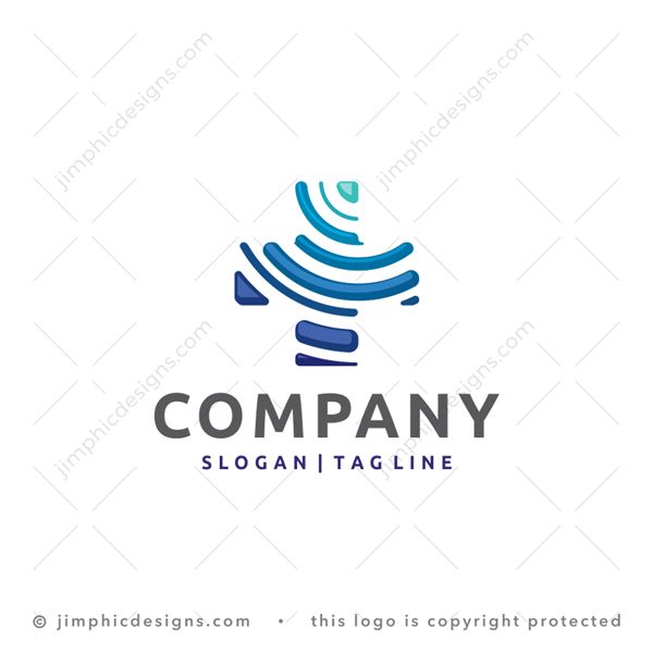 Cross Logo logo for sale: Medical cross design is shaped with smooth bending lines arranged randomly.