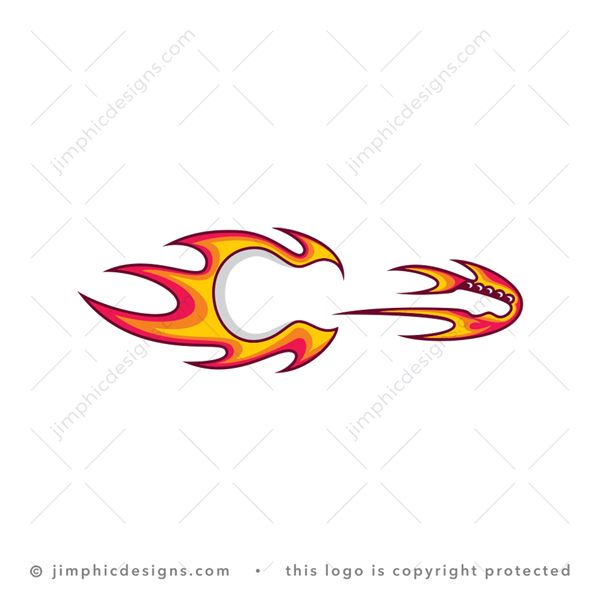 Flamin Guitar Logo logo for sale: Two modern flame designs create a guitar shape in white negative space.