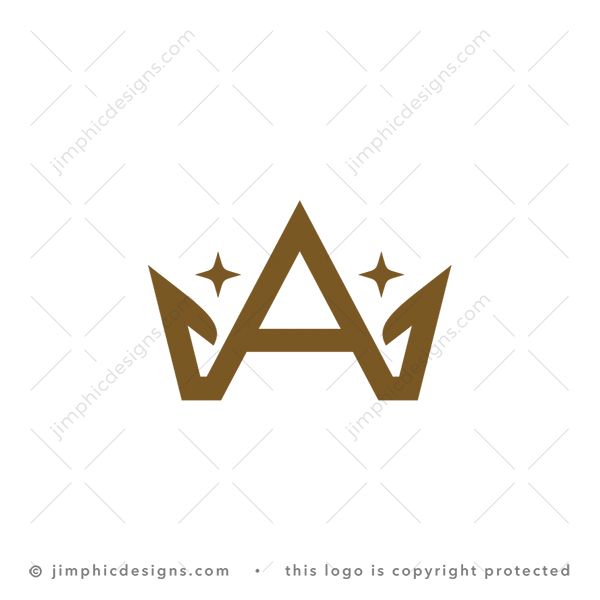 Crown A Logo logo for sale: Simplistic letter A design incorporated into a crown icon.