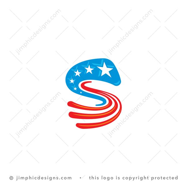 S Logo logo for sale: Modern and bold letter S design is shaped with the stars and stripes graphics.